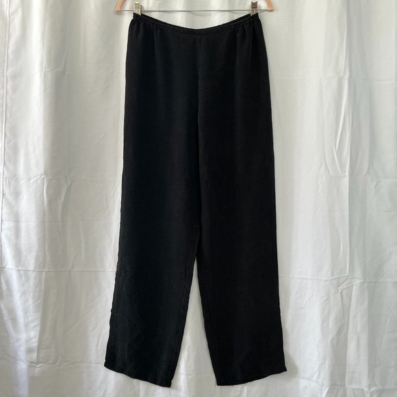 Citron Black Silk Pants Sz Petite Small - Picture 1 of 9